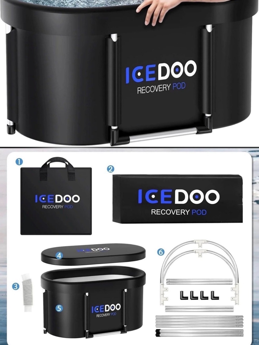 ICEDOO Recovery Pod Cold Therapy Tub - Black